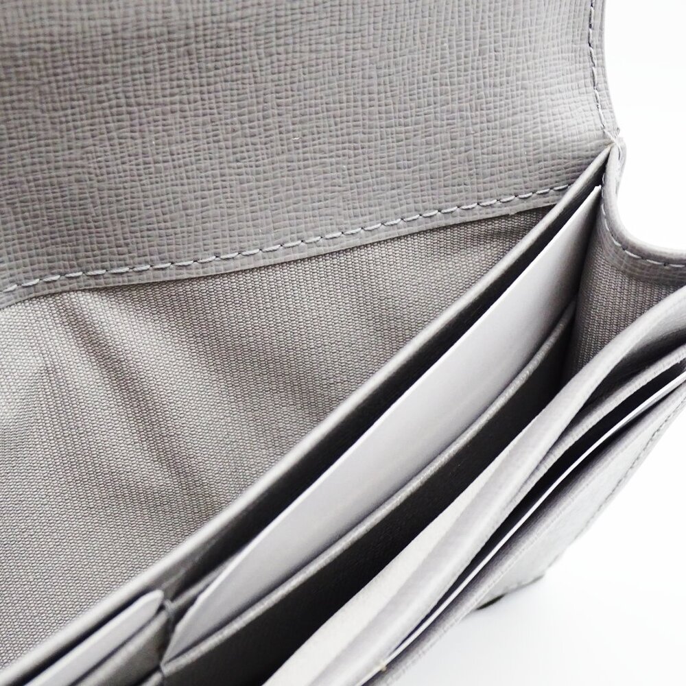 FURLA Grey Saffiano Leather Gold Plated Logo Bifold Wallet - Picture 7 of 8